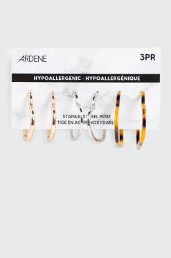 3-Pack Heart Hoop Earrings