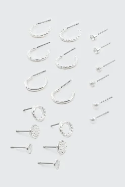 9-Pack Hoop and Stud Earrings