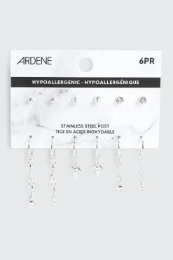 6-Pack Hoop and Stud Earrings with Spikes