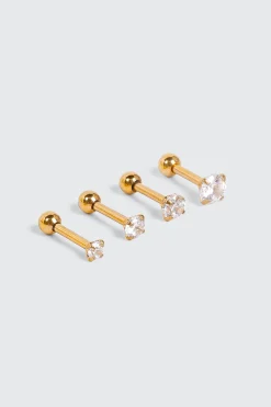 4-Pack 14K Gold Plated Cartilage Piercings