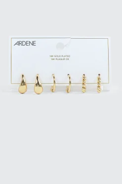 3-Pack 14K Gold Plated Hoop Earrings