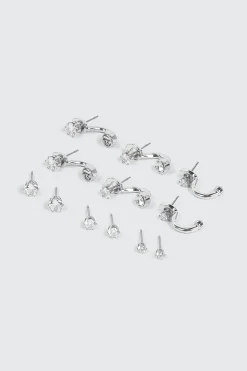 6-Pack 14K White Gold Plated Studs