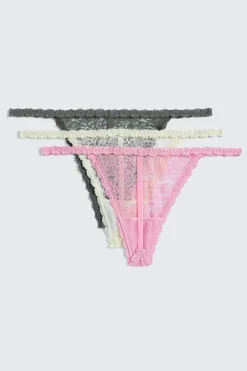 3-Pack Lace String Panties