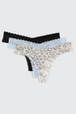 3-Pack Lace Thong Panties