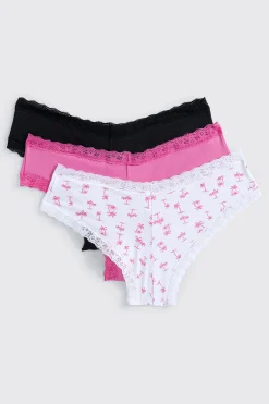 3-Pack Lace Trim Cheeky Panties