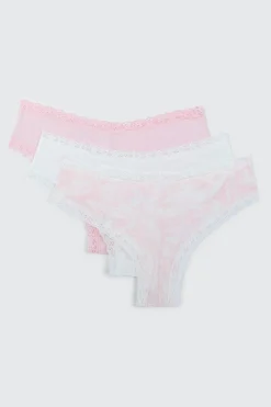 3-Pack Lace Trim Cheeky Panties