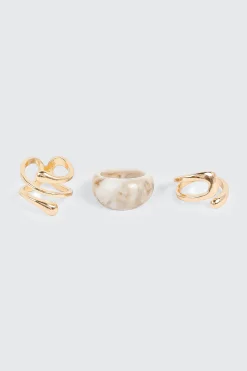 3 Pack Marble Twist Rings