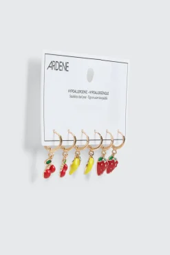 3-Pack Mini Hoop Fruit Earrings