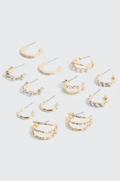 6-Pack Pearl Hoop Earrings