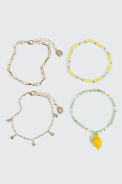 4-Pack Pearl Lemon Bracelets