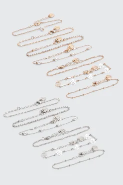 13-Pack Pearl & Rose Bracelets