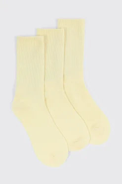 3-Pack Ribbed Crew Socks