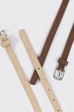 2-Pack Skinny D-Buckle Belt Set