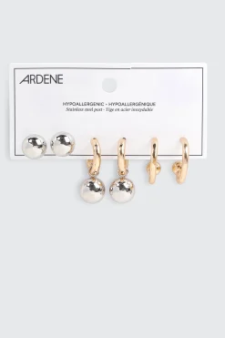 3-Pack Sphere Charm Hoop Earrings