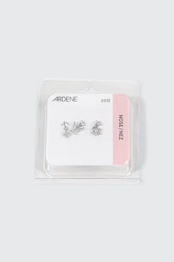 3 Pack Stainless Steel Dangle Nose Studs