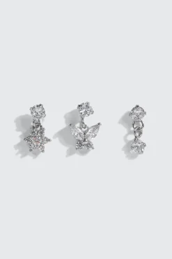 3 Pack Stainless Steel Dangle Nose Studs
