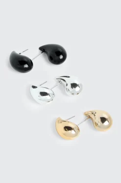 3-Pack Teardrop Stud Earrings
