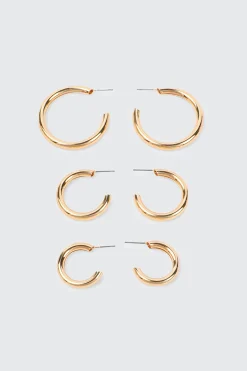 3-Pack Thick Hoop Earrings