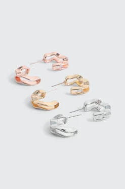 3-Pack Wavy Hoops