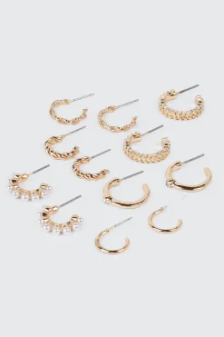3-Pair Twisted Huggie Hoop Earrings
