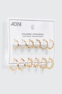 3-Pair Twisted Huggie Hoop Earrings