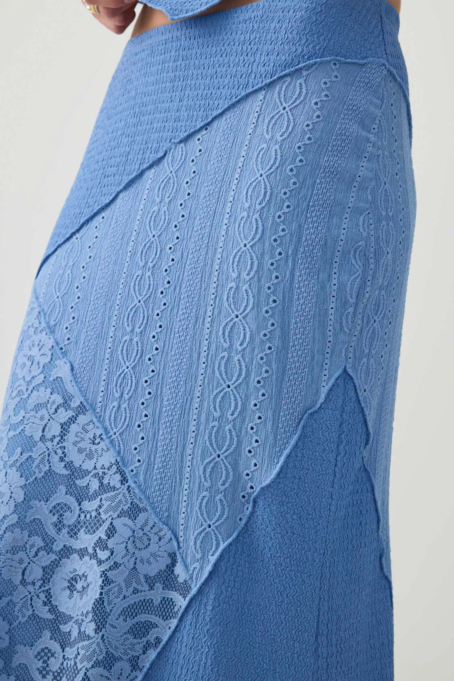 Patchwork Knit Lace Maxi Skirt