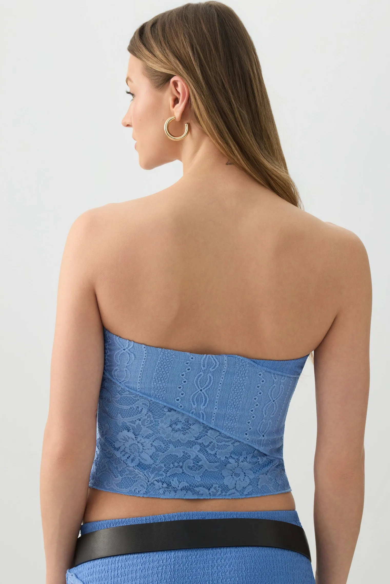 Patchwork Knit Lace Tube Top