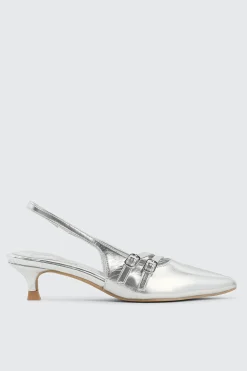 Patent Double Buckle Slingback Pumps