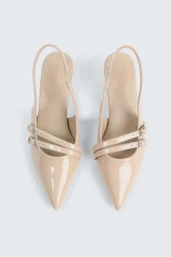 Patent Double Buckle Slingback Pumps