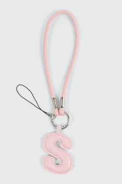 Pink Initial S Faux Leather Charm with Wristlet