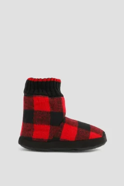 Plaid Bootie Slippers for Kids