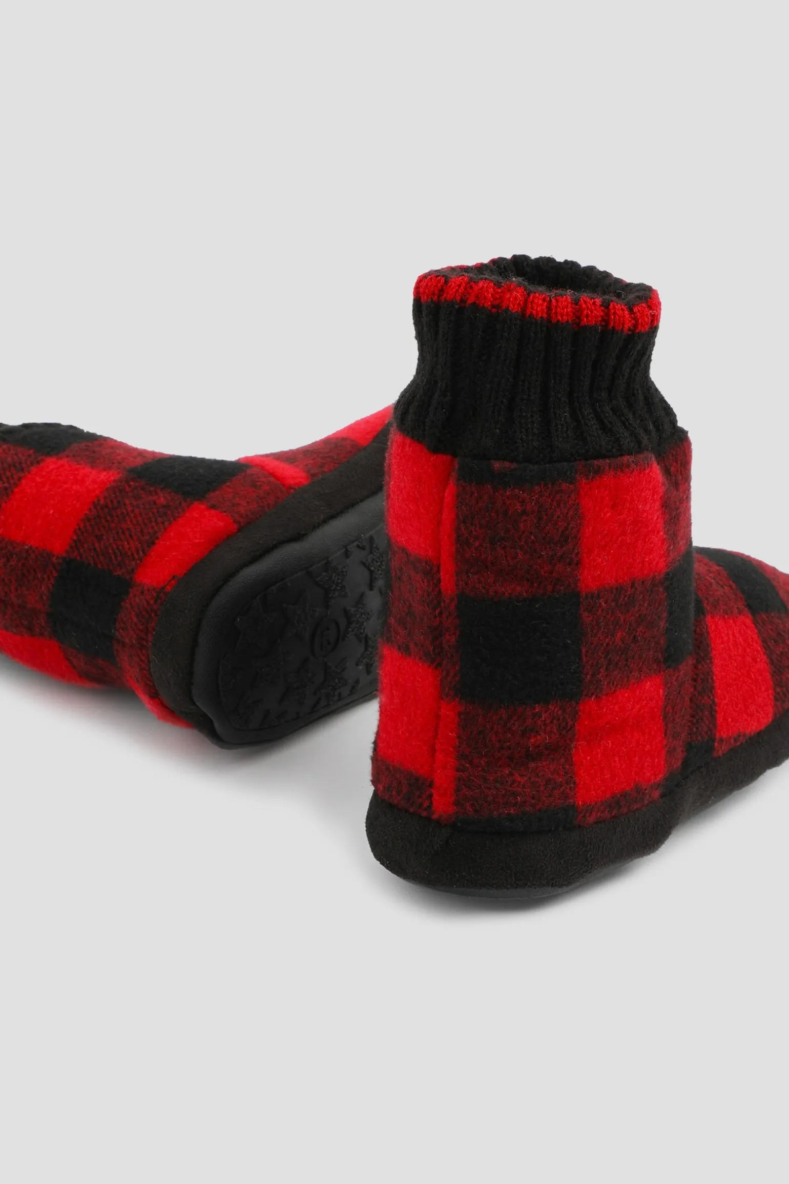 Plaid Bootie Slippers for Kids