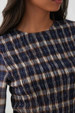 Plaid Crinkled Blouse