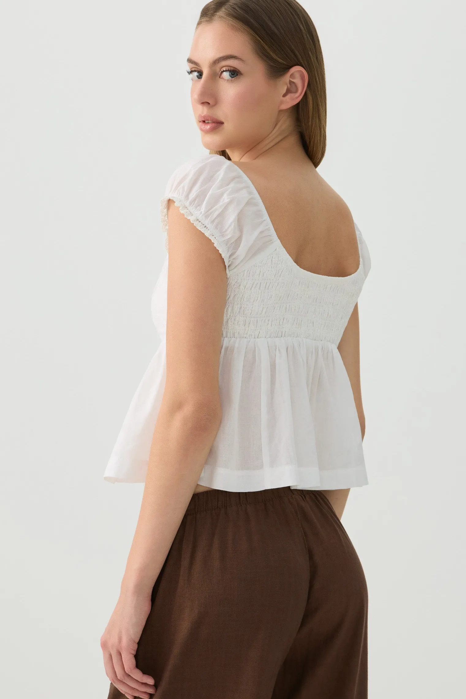Plunge Neck Flowy Blouse
