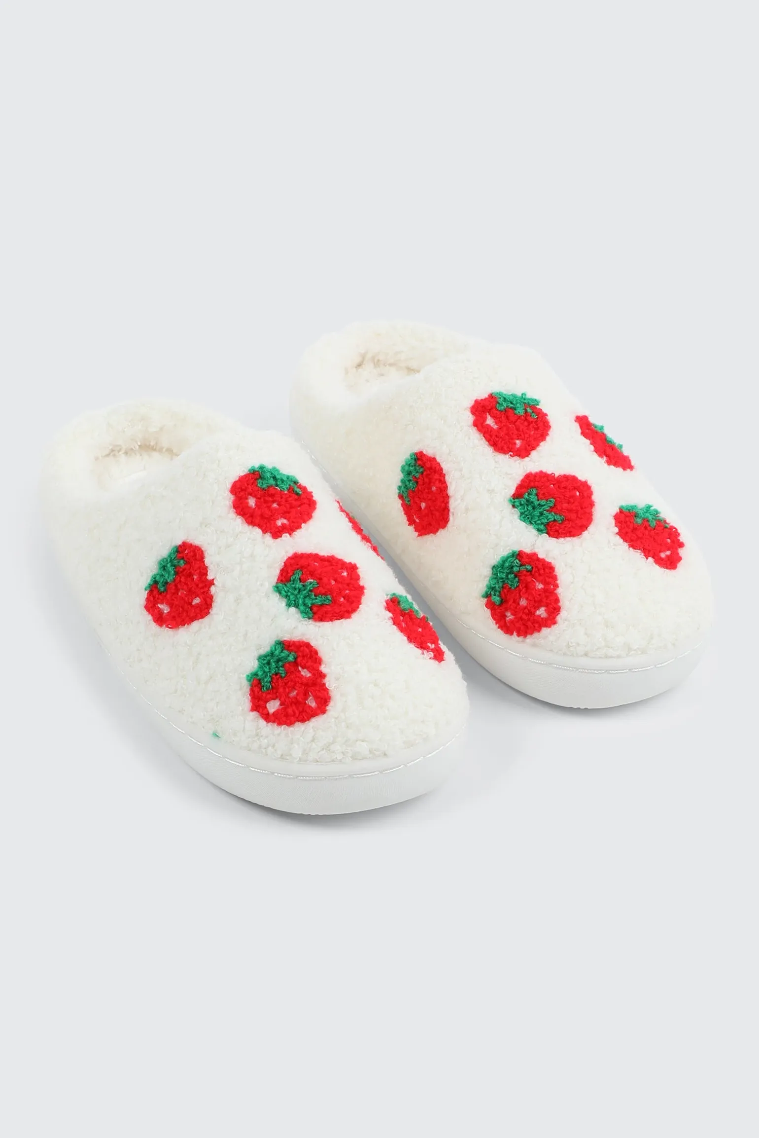 Plush Strawberry Slippers