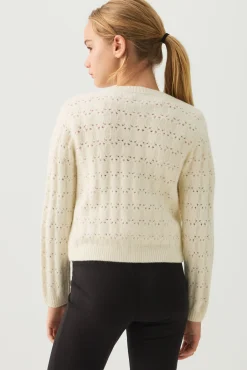 Pointelle Crew Neck Cardigan