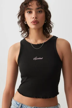 Pointelle Crop Tank Top