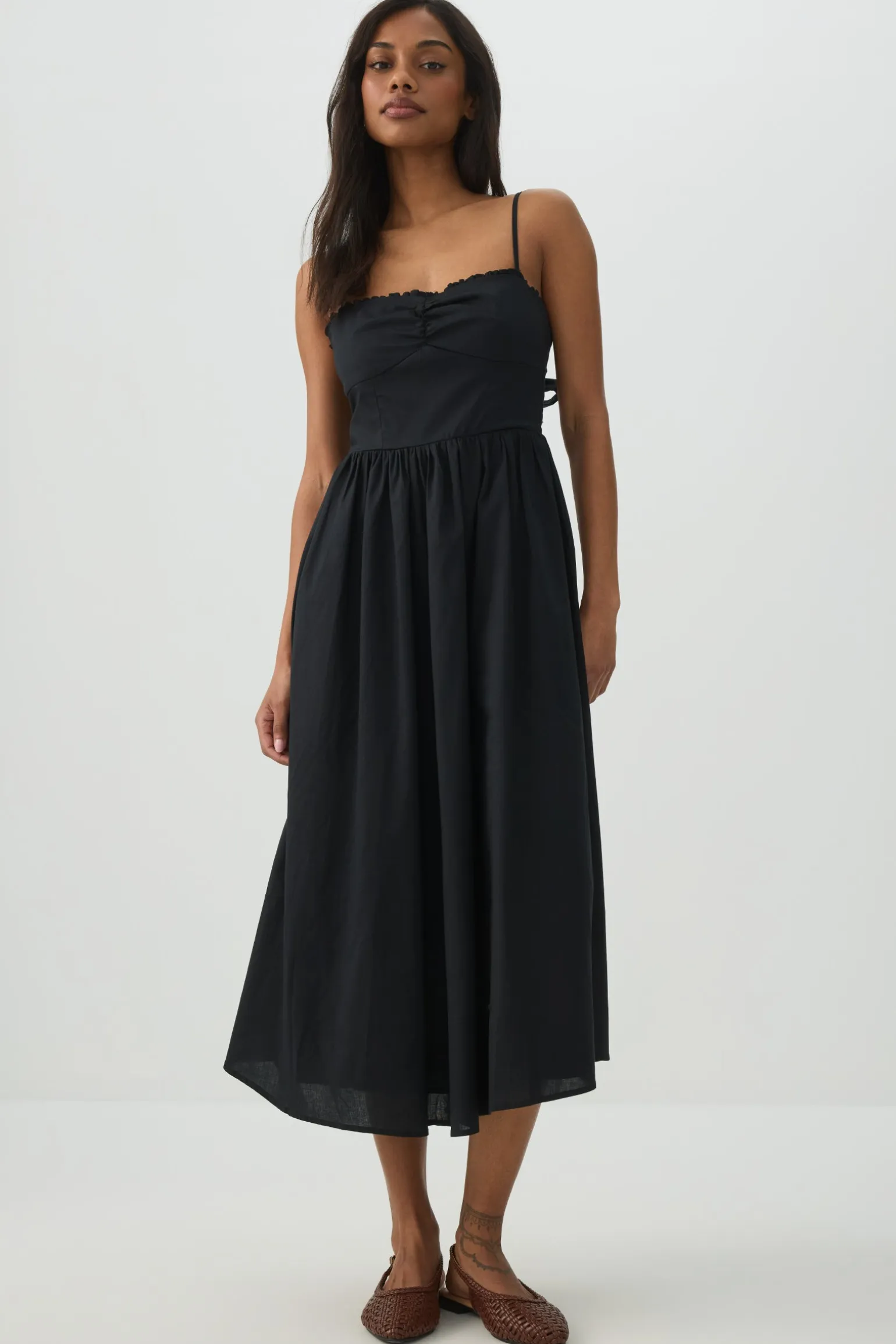 Poplin Sweetheart Midi Dress
