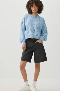 Printed French Terry Crew Neck Sweatshirt