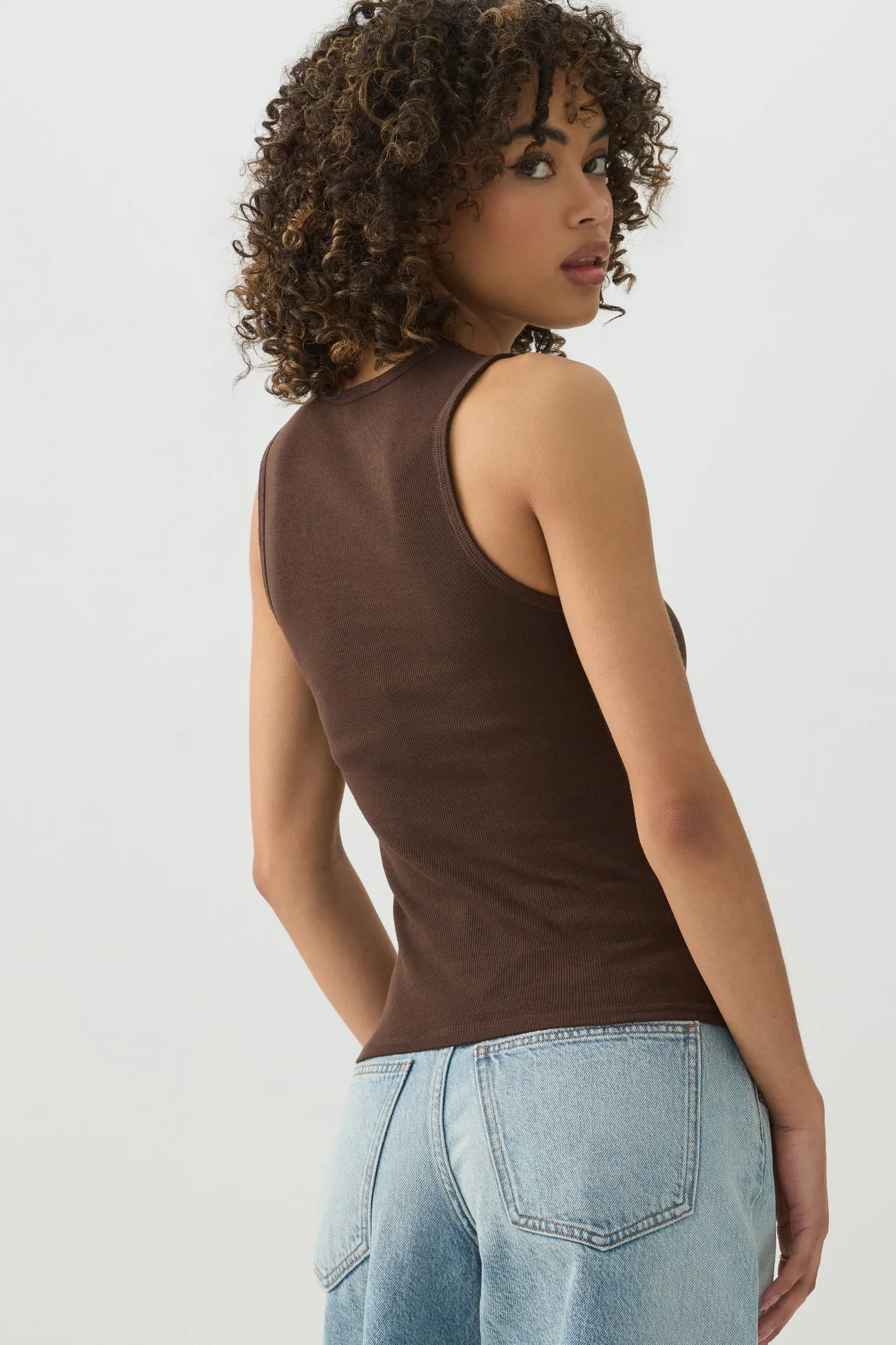Printed High Neck Tank Top