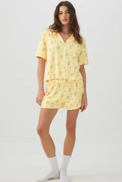 Printed Notch Collar Pajama Set