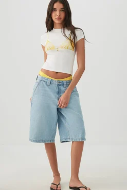Printed Rib Crop T-Shirt