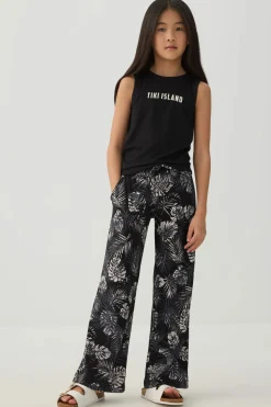 Printed Wide Leg Knit Crepe Pants