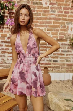 Printed Woven Halter Romper
