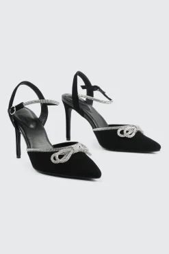 Pumps with Rhinestone Bow