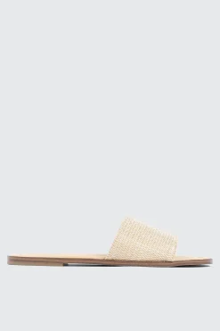 Raffia Square Toe Slide Sandals