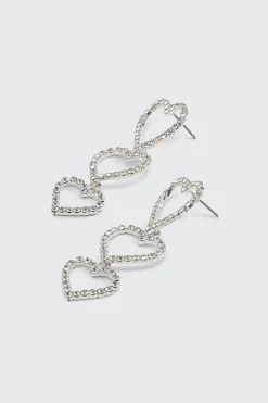 Rhinestone Heart Trio Earrings