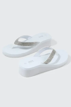 Rhinestone Platform Wedge Flip Flops