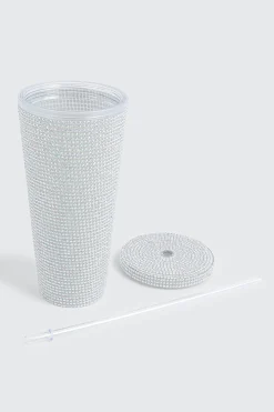 Rhinestone Tumbler Cup with Straw