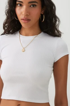 Rib Crew Neck Crop T-Shirt